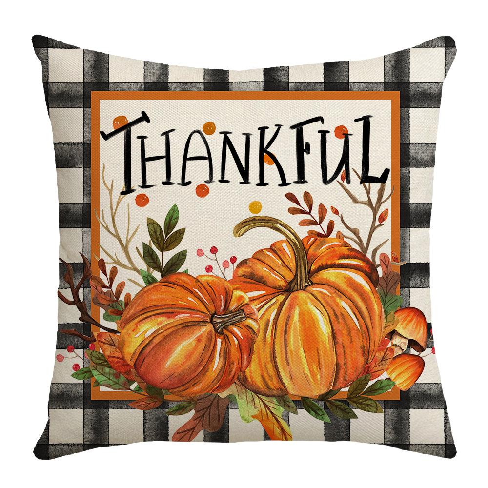 Autumn Pumpkin Sofa Pillow Cover Cushion Living Room Bedroom Bay Window Bedside Letter Cushion Cover