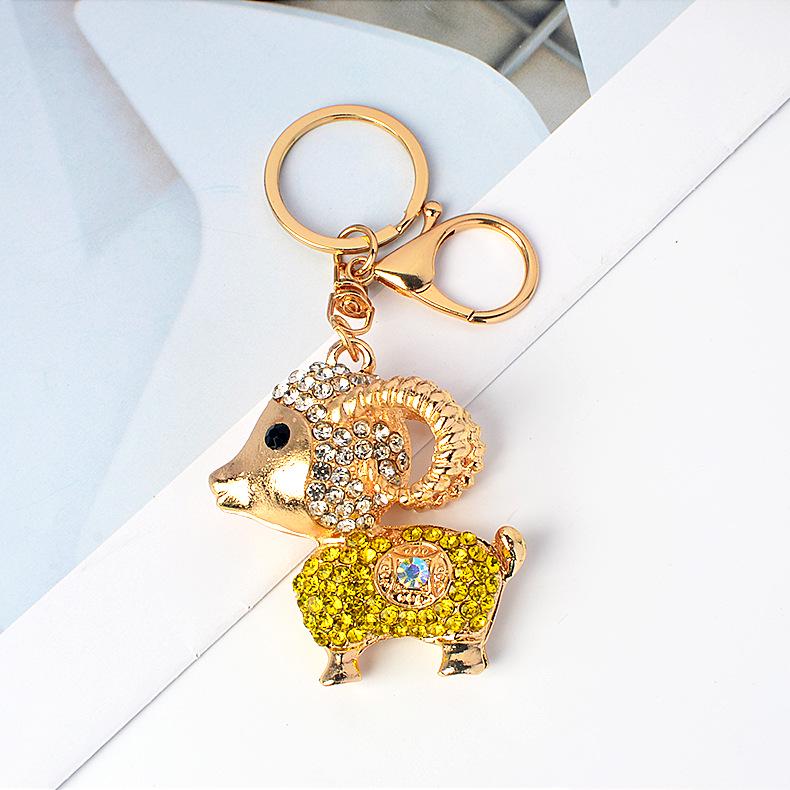 2027 Year of the Sheep Rhinestone Keychain: Chinese Style Sheep Pendant for Women's Bags