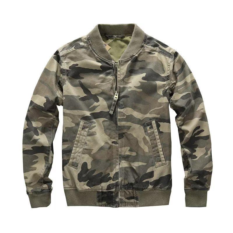 Men's Retro Camouflage Baseball Jacket - Autumn/Winter Collection