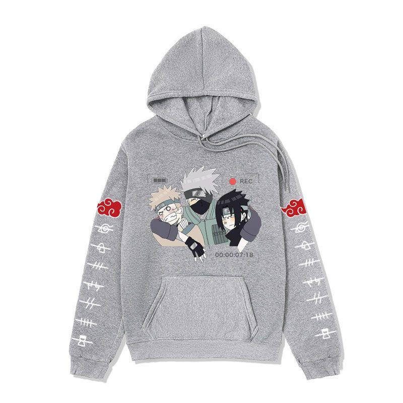 Mens Naruto Anime Hoodie Winter Fleece Lined Oversized Cotton Blend Sweatshirt Teens Casual Streetwear