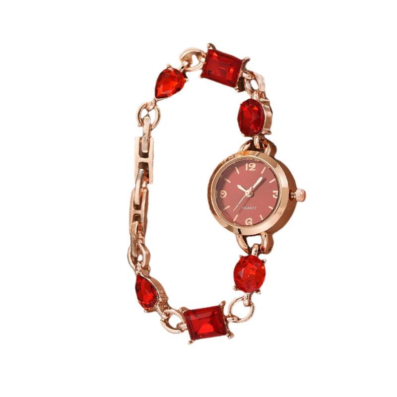 Dame Rundt Krystallarmbåndsur Dame Kvarts Klokke Armbåndsur