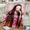 Kamado Nezuko Demon S-Slayer Japan Anime Mykt flanellteppe for senger Soverom Sofa Piknik, Kasteteppe for barn Utendørs Fritid
