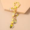 Cute Bee Flower Keychain Women Kawaii Honey Bee Enamel Charm Car Key Chain Bag Backpack Pendant Accessories Keyring Decoration
