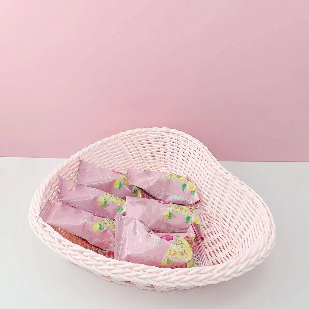 Pink Sweet Color Basket Plastic Fruit Storage Basket Durable Sundries Organizer  Debris