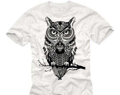 Swag Owl T-Shirt for Mens White Print In Black S-XXXXXL