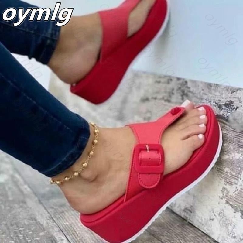 Women's Sandals Summer Shoes Beach Platform Clip Toes Buckle Strap Pu Leather Female Ladies Casual Shoes 2024 Beach Slippers