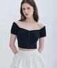 Moabel Coquette Puff Top - Navy