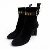 Great Short Boots Black Suede Leather Women 36.5 Used