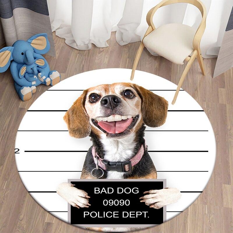 Black Cat Kawaii HD Printed Round Carpet for Living Room Rugs Camping Picnic Mats Flannel Anti-Slip Rug Yoga Mat Stranger Things