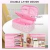 For Portable for Zipper PU Dual-layer Cosmetic Bag Makeup Pouch Brush Holder Multi-Functional for Organizer Travel