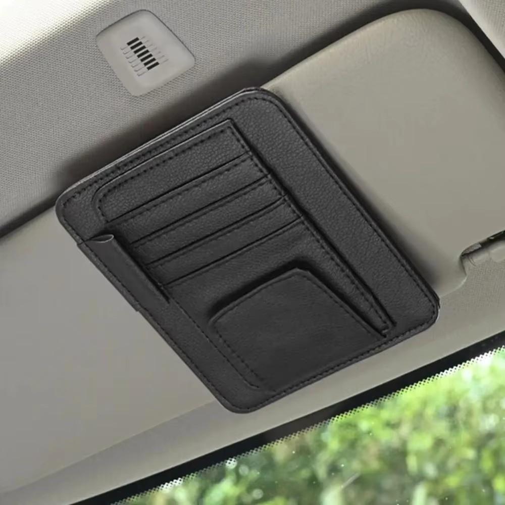Multifunctional Car Sun Visor Organizer Wear-resisting Car Ticket Holder Eyeglass Stand Bank Card