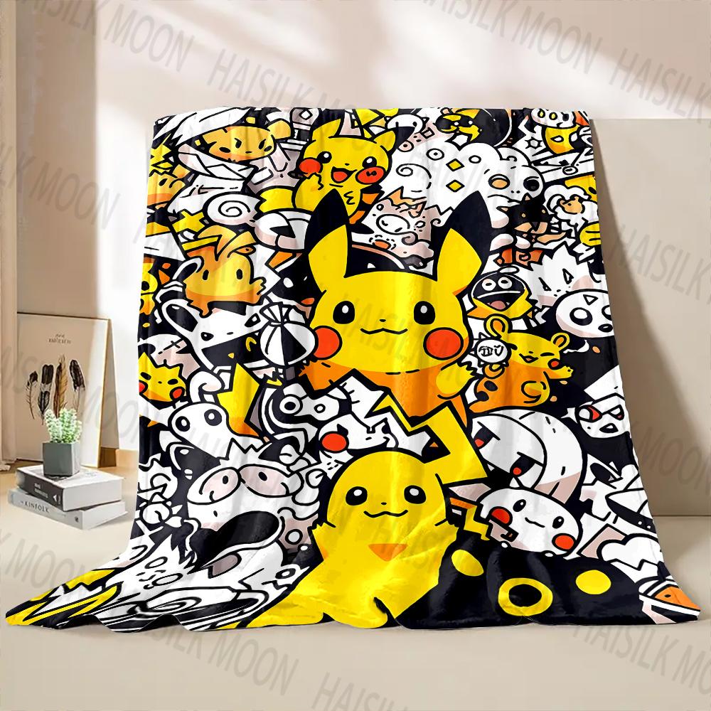 1PC Pokémon Print Blanket Adult Children Warm Blankets for Home Travel Bed Sofa Car Office Soft and Comfortable Blanket for Gift