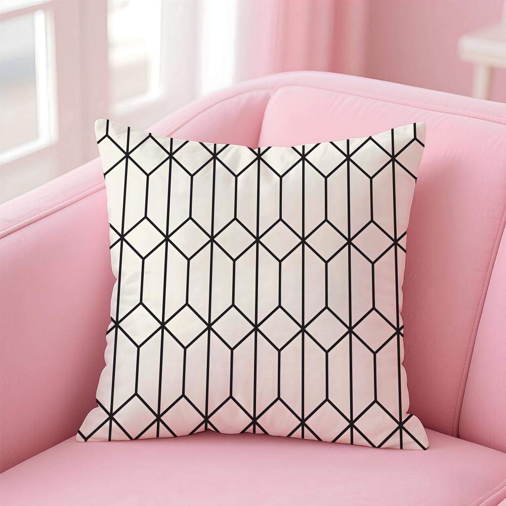 Businessstyle Geometric Minimalist Pattern Cushion Cover Pillow Case Soft Skin Friendly Fabric  Concealed Zipper