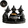 Halloween Czarny Kot Świecznik Gotycki Żywiczny Kot z Kapeluszem Czarownicy Statuetka Podstawka na Świeczkę Tea Light do Wewnętrznej Imprezy Kominkowej Stolik Kawowy Dekoracja Środkowa