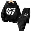 67 Šik dětské mikiny Set 3-12 let Korejský Streetwear Blokový teplákový komplet Módní Pohodlná dětská mikina 2dílné sety Tepláková souprava