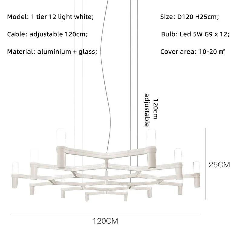 Nordic Luxury Modern LED Chandelier Designer Kitchen Pipe Chrome Lamp Hotel Living Room Room Room Decoration Lighting Fixtures