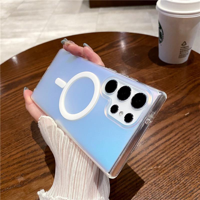 

Для Samsung Galaxy S24 Ultra Чохол Сумісний з MagSafe Лазерний Градієнтний Ефект TPU+PC Чохол для Телефону A