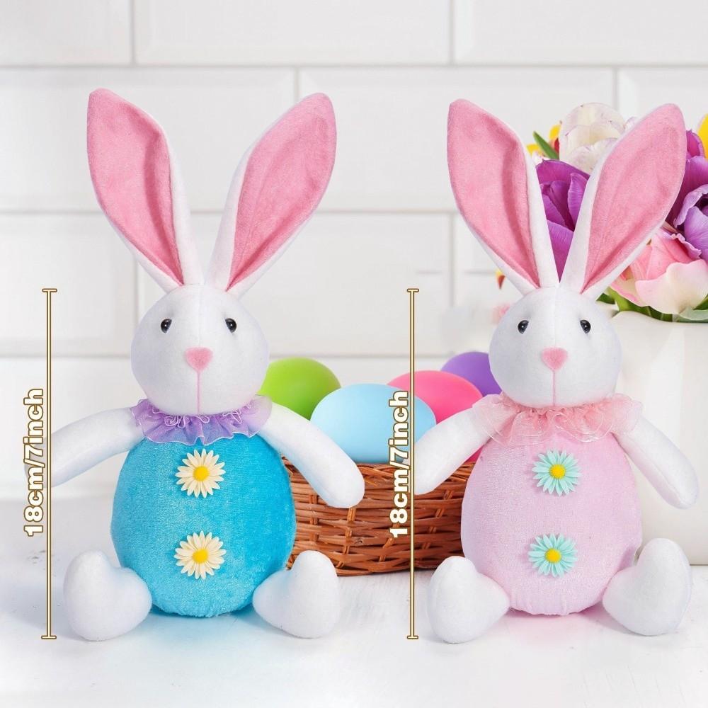 Cartoon LED Easter Bunny Ornament Plush Stuffed Lop Rabbit Glowing Rabbit Doll Handmade Soft Luminous Rabbit Home Decorations