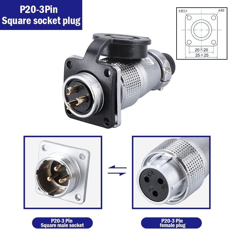 P20 Aviation Connector Plug Socket 20mm 2/3/4/5/6/7/8/9/10/12Pins WS20 Male Female Connectors