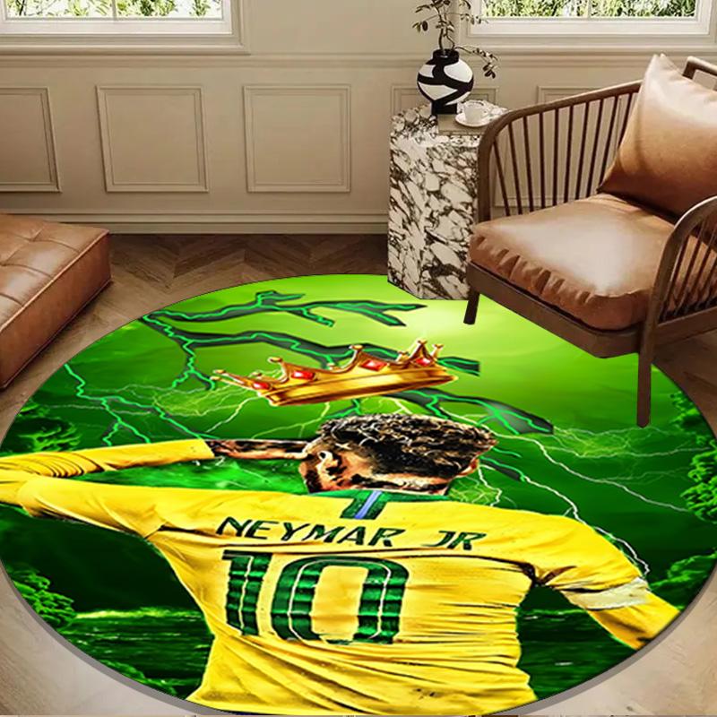 Brazilian Football Star Round mat Home Decor, Chair rug For livingroom,Bedroom, doormat home decor Birthday Gift Christmas Gifts