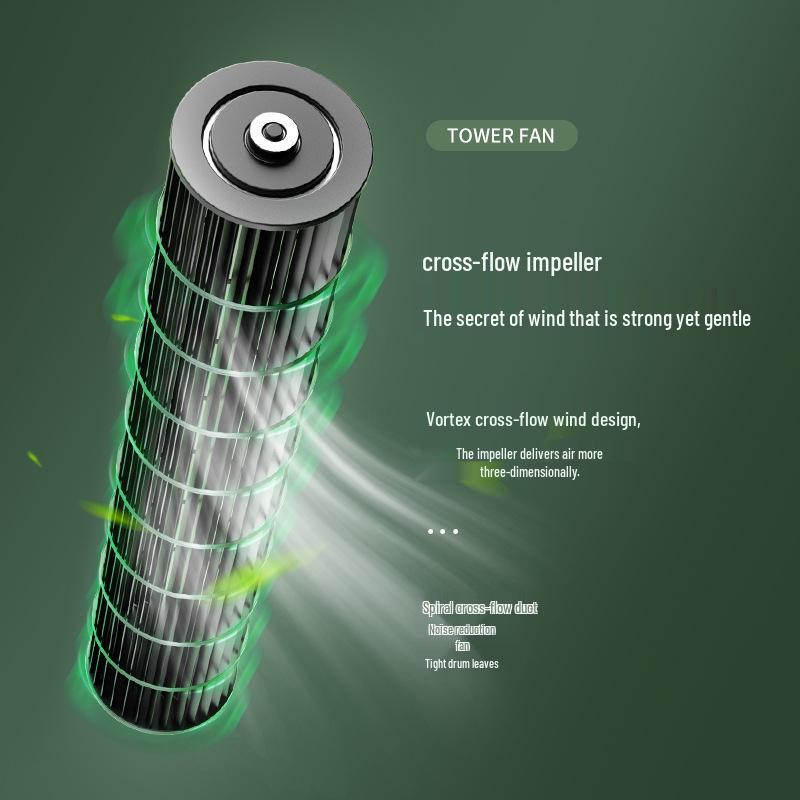 Womu Leafless Tower Fan - Remote-Controlled, Quiet, Oscillating, Vertical Home Fan with Timer for Room or Dormitory Use