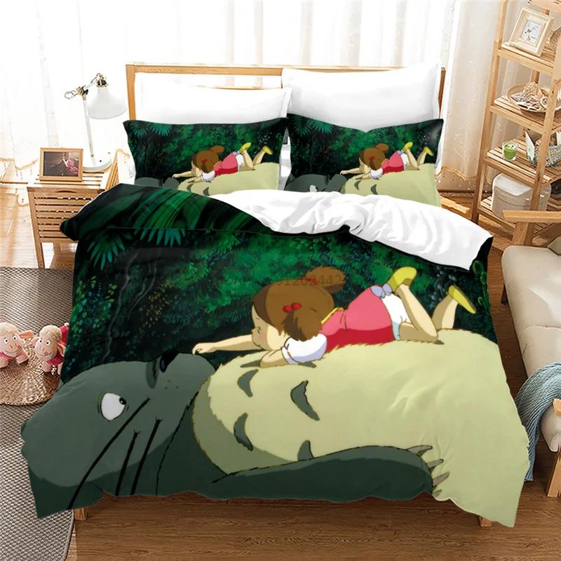 My Neighbor Totoro Cartoon 3d Bedding Set Anime Twin Full Queen King Comforter Cover Set with Pillowcase 2/3pcs Duvet Cover Sets