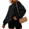 Women's Fashion Long Sleeve Solid Color Round Neck Loose Pullover Sweater Top