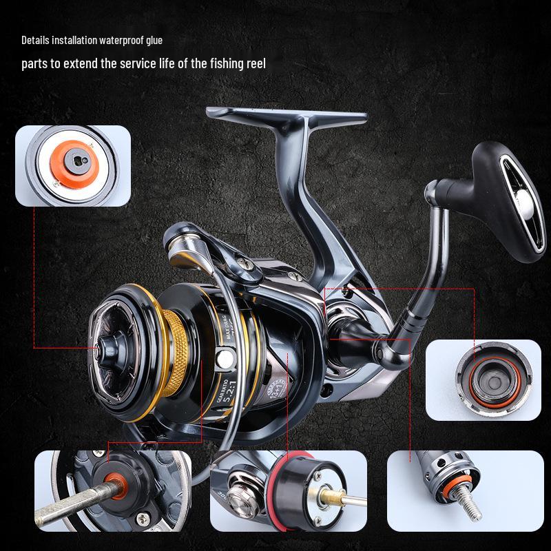 Vodotěsný celokovový rybářský naviják Bear King - 9+1 ložisek, 5.2:1 Převodový poměr, pro mořský rybolov, lov amurů bílých a bolenů.