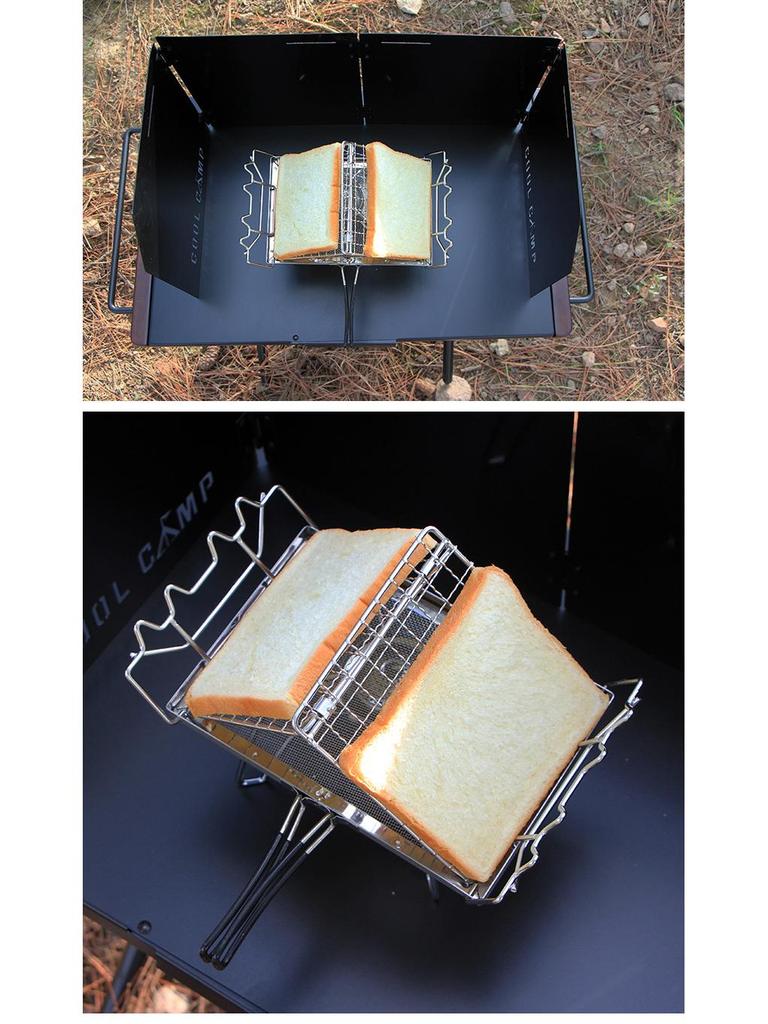 Portable Stainless Steel Folding Toaster Rack for Camping and Grilling