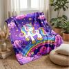 Rainbow Unicorn In Galaxy Theme Blanket Lightweight Warm Flannel Blanket Decorative Throw Blanket for Home Decoration