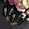 10Pcs Metal Chain Nail Art Decorations 3D Punk Black Gold Silver Two/Three Sections Chains Charm Studs Tip Diy Crafts Manicure