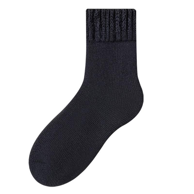 Super Thick Cold-proof Wool Socks for Men, Winter Mid-calf Socks with Fleece and Thickened Warmth, Long Calf Floor Socks