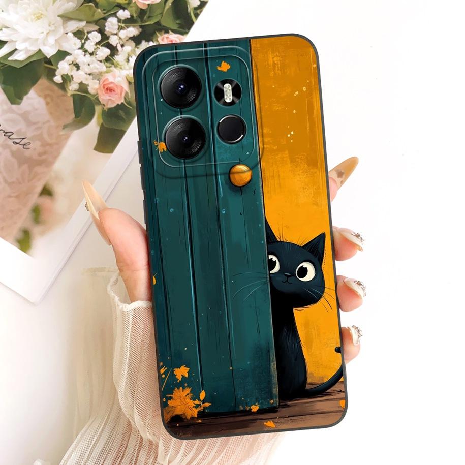 Case For Tecno Spark Go 2023 Cover Cute Cartoon Cat Bowknot Soft Candy Silicone Funda For Tecno Pop 7 7Pro Pop7 BF6 BF7 TPU Capa