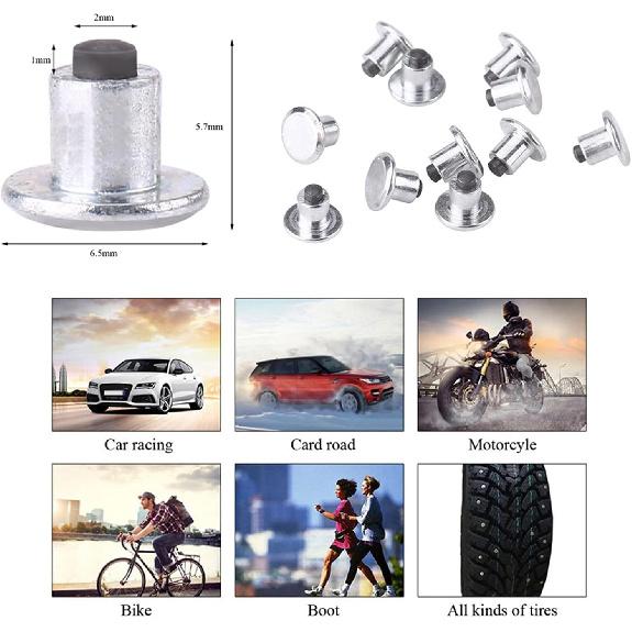 Qiilu Reifenschraube, 100 Stück 6,5 mm / 0,26" Radreifen-Schraubstollen Schneereifen-Spikes für Fahrrad Auto Motorrad ATV Schuhe