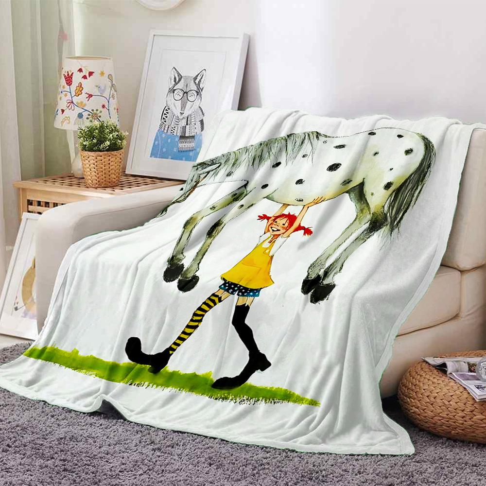 Girl Horse Flannel Blanket Super Soft Warm Cozy Blanket For Sofa Bed Office Travel Allseason Home Decor Gift