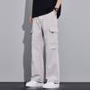 Tooling pants men's summer thin American trendy brand khaki functional loose straight ice silk casual pants
