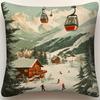 Winter Ski Resort Pillow Covers  Swiss Alps DoubleSided Print Polyester Zipper Machine Washable Xmas New Year Decor