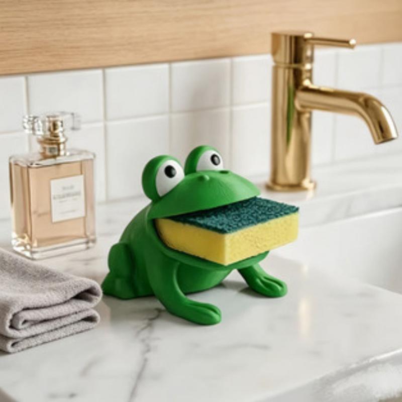 3D Printing Cute Frog Shaped Kitchen Sponge Holder Adorable Design Stable Base For Kitchen Sink Dishwashing Organization