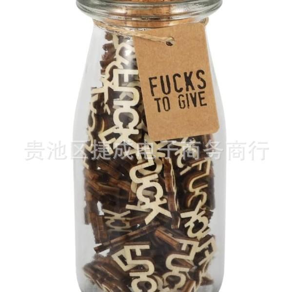 Lustiges Fuck-Glas Geschenk – 100 Holzbuchstaben-Ausschnitte, Scherz-Geburtstagsgeschenk für Ihn/Sie, Neuartige Schreibtischdekoration zur Stressbewältigung