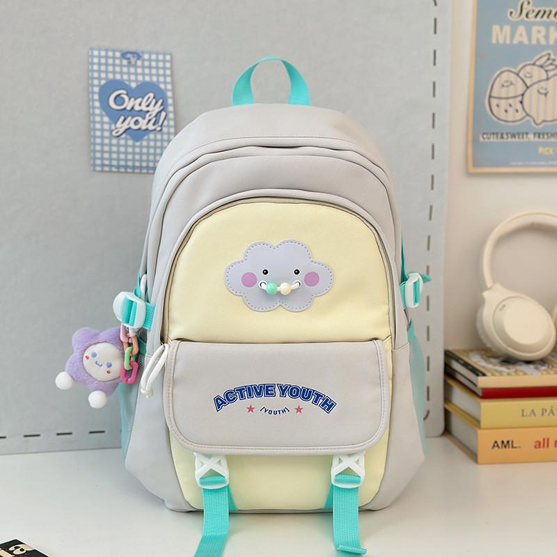 Nylon Letter Backpack For Girls With Reducing Burden And 14in Laptop Storage For Daily Use