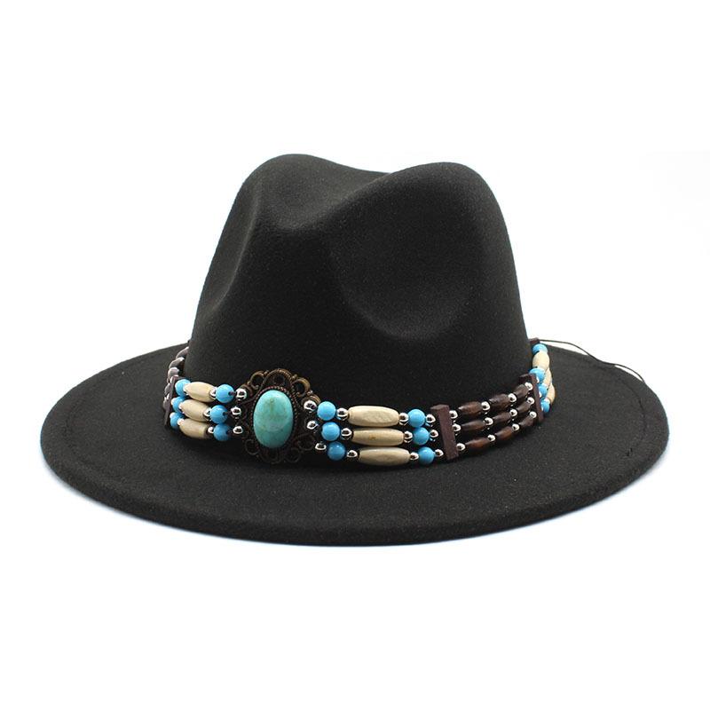 Jazz Hat Woolen Imitation Wool Felt Hat Neutral Versatile Top Hat Men'S And Women'S Cowboy Hats