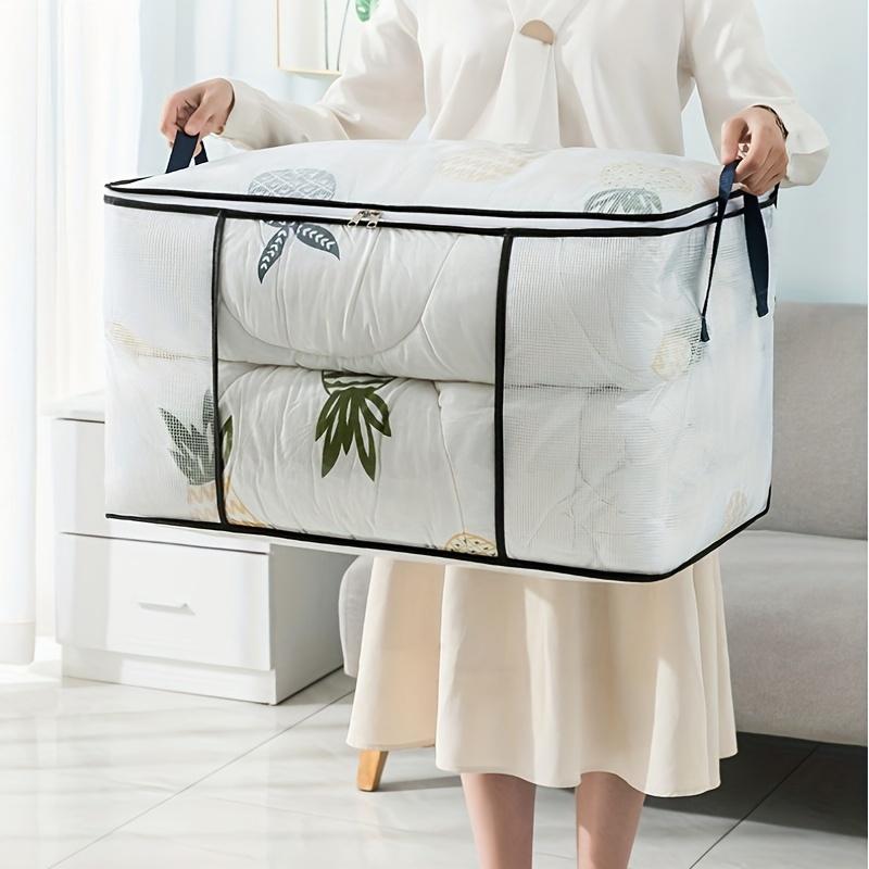 Large Transparent Storage Bag with Zipper &Handle,Heavy-Duty Plastic Suitcase for Clothes,Bedding,Travel,Moving,Seasonal Storage