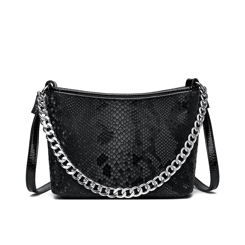 Gradient Snake Pattern Small Shoulder Bags 2025 New Fashion Chain Bucket Bag Street PU Leather Women'S Bag