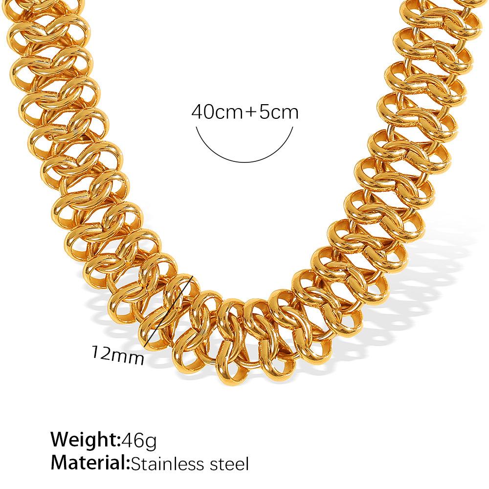 Year Exaggerated Thick Bracelet Necklace Set Couple Gift Hollow Chain Design Jewelry
