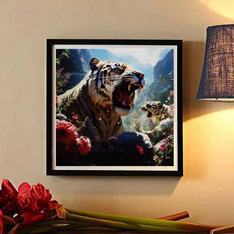 New Arrival 5D DIY Full Circle Diamond Painting "Tiger Roar" Embroidery Cross Stitch Home Decor Gift