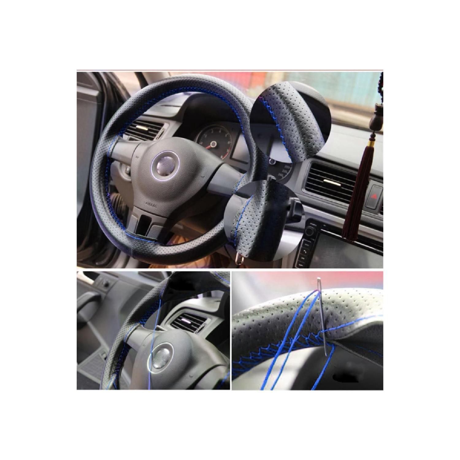 

Чехол на рулевое колесо, перфорированный, синий, с прострочкой, накладка на стойку стойки