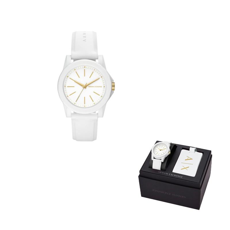 ARMANI EXCHANGEAE Wrist Watch Quartz Movement Silicone Strap White Dial Women s Watch Masterpiece Gift Box AX7126 White Dial