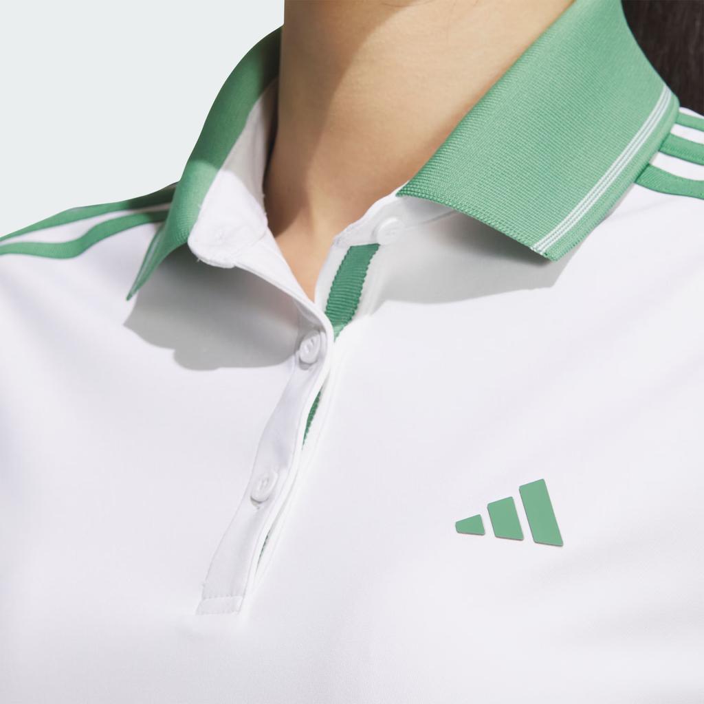 Adidas Heat.Rdy Short Sleeve Golf Striped Polo Shirt Women Tops White IS4733