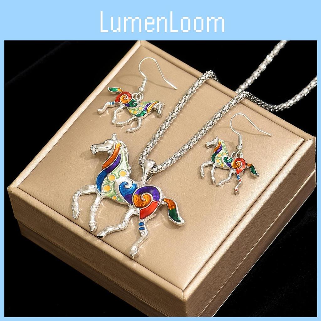 Alloy Animal Horse Pendant Necklace With Electroplated Finish For Female Accessories
