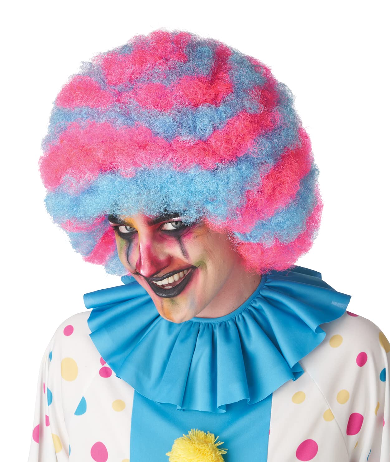 

California Costumes Синий спиральный воротник Корона клоуна Афро Костюмный парик Розовый/Небесно-голубой 7221-219